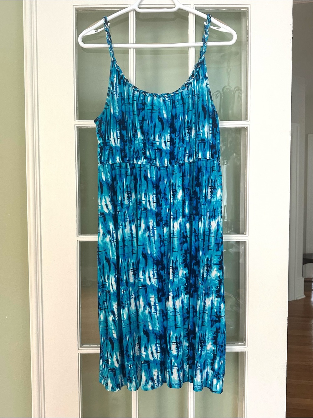 Style & Co. Blue Tie-Dye Spaghetti Strap Midi Dress, Sz L, NEW/Never Worn